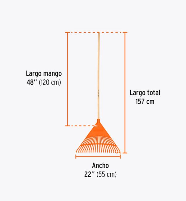 Escoba plástica rígida para jardín 22 Dientes Mango 48" Truper - Imagen 2